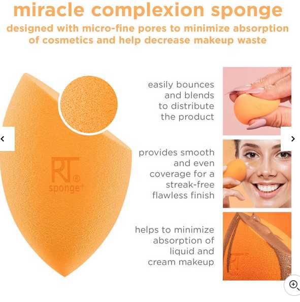 Esponja de maquilhagem base + caixa Real Techniques Miracle Complexion