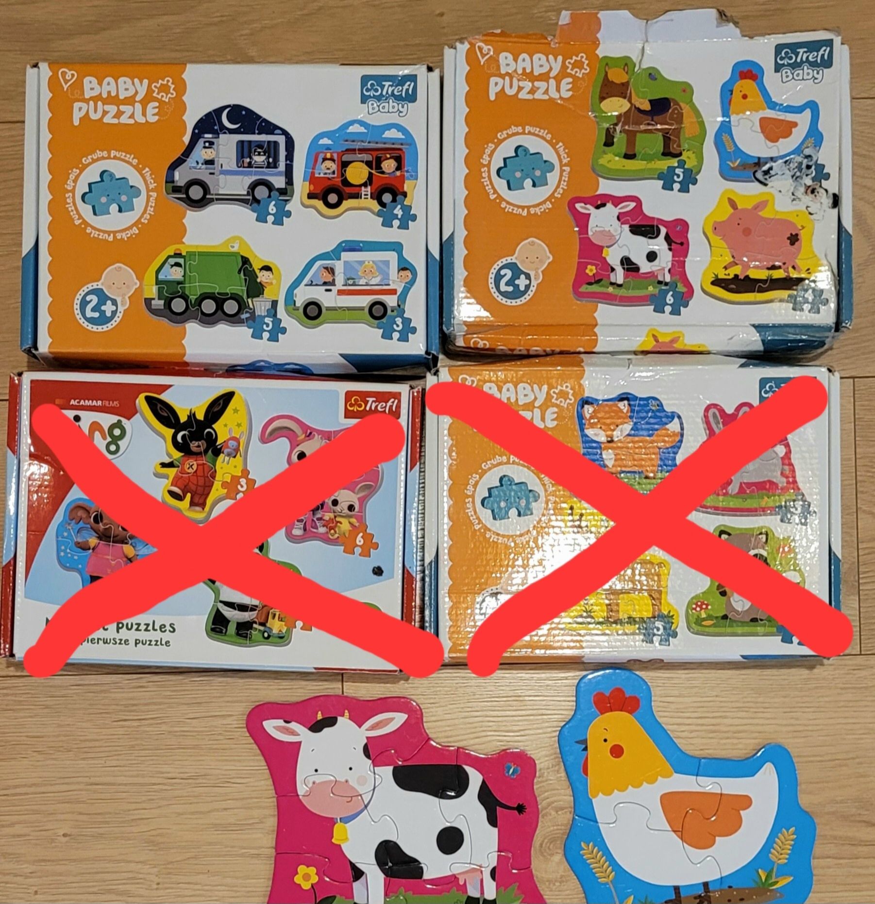 Puzzle baby trefl zestaw 2: zwierzęta, pojazdy