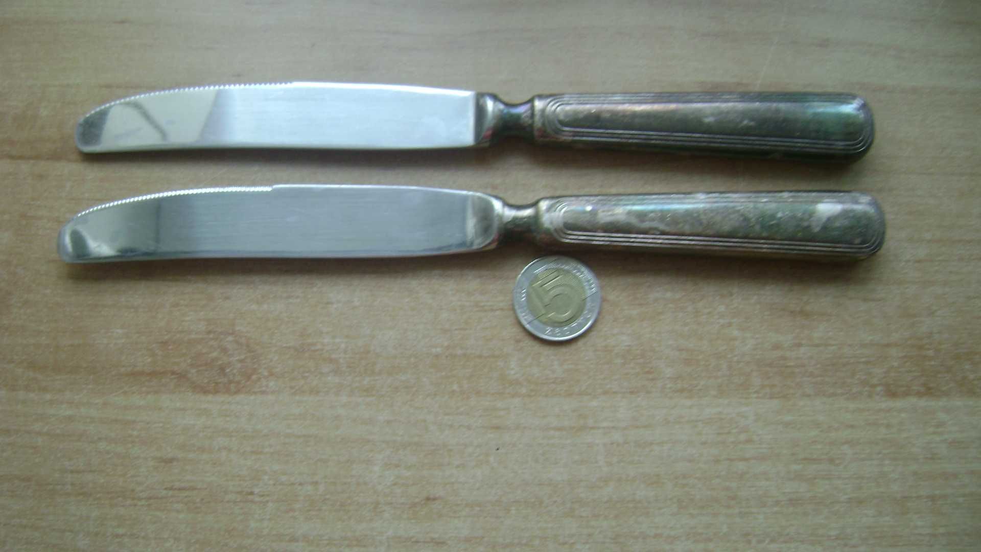 Starocie z PRL Stare sztućce posrebrzane przedwojenne = Zestaw 2 noże