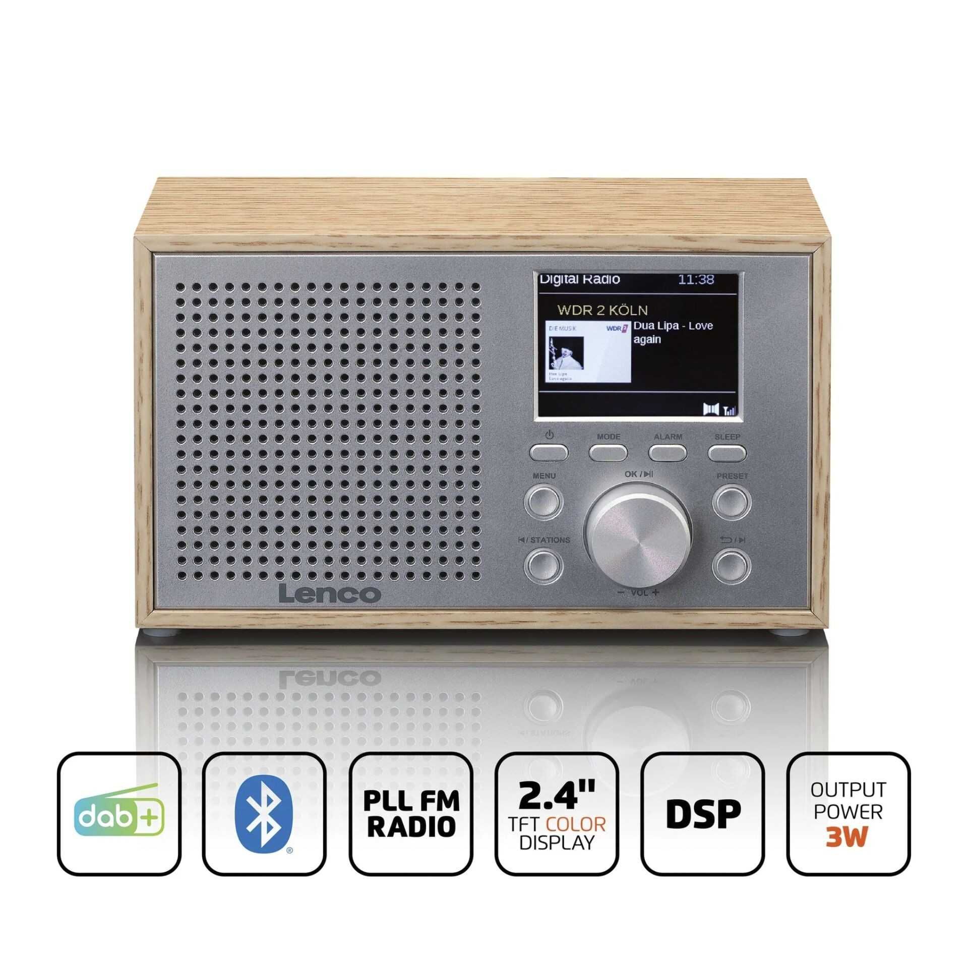 Radio sieciowo-bateryjne bluetooth DAB+ Lenco DAR-017WH