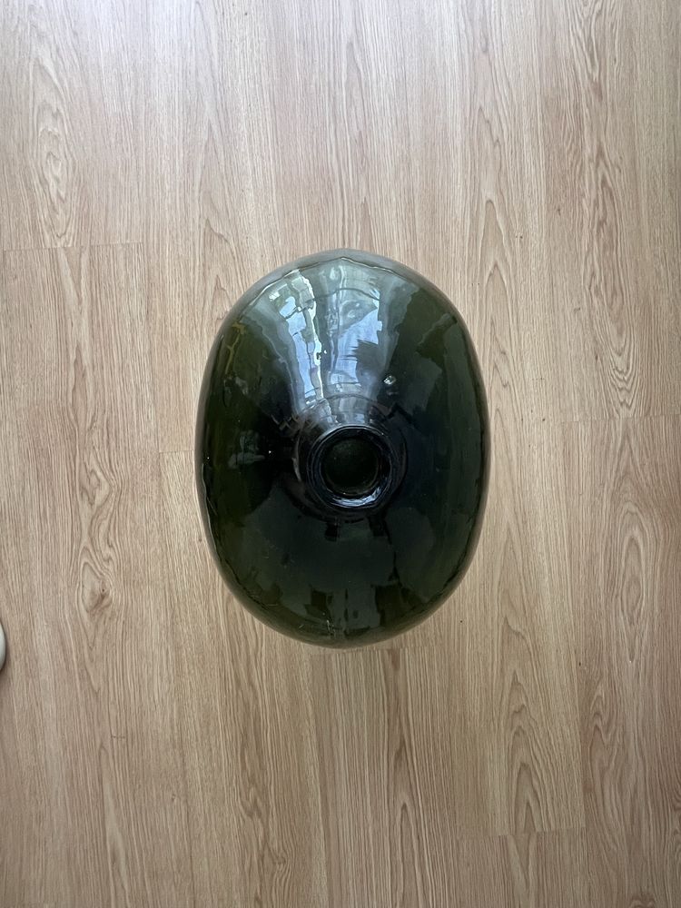 Garrafão antigo em vidro verde – damajuana soprada (ideal decoração)