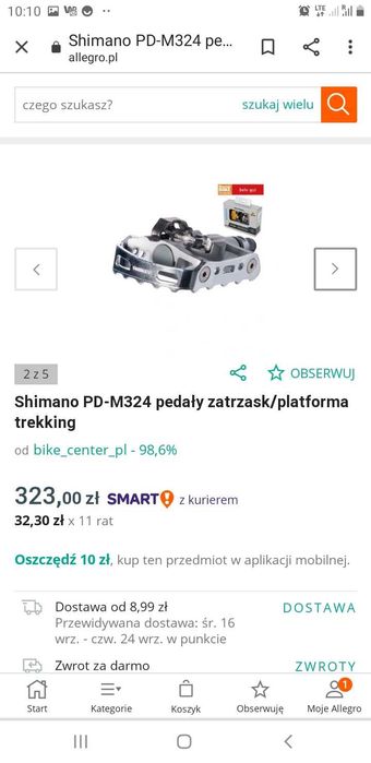 Shimano PD-M324 pedały zatrzaskowe/platforma trekking srebrne