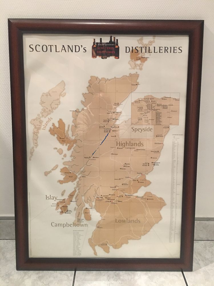 Mapa Szkockich destylarni w ramie