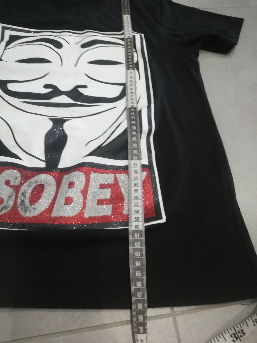 R. XL czarna bluzeczka dekold w serek brokat anonymous