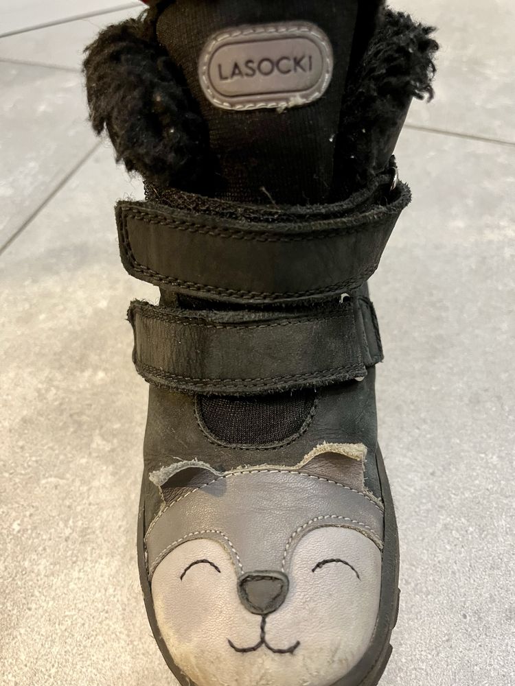 Buty Lasocki trzewiki zimowe mrugała chłopięce czarne 28 skórzane