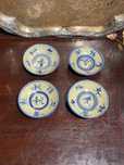 Pratos Chineses Séc XIX 4 estações pintado à mão 9,3 cm