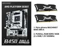 Płyta gł. MACHINIST B450 AM4-A Micro ATX + pamięć RAM DDR4 16GB NOWE