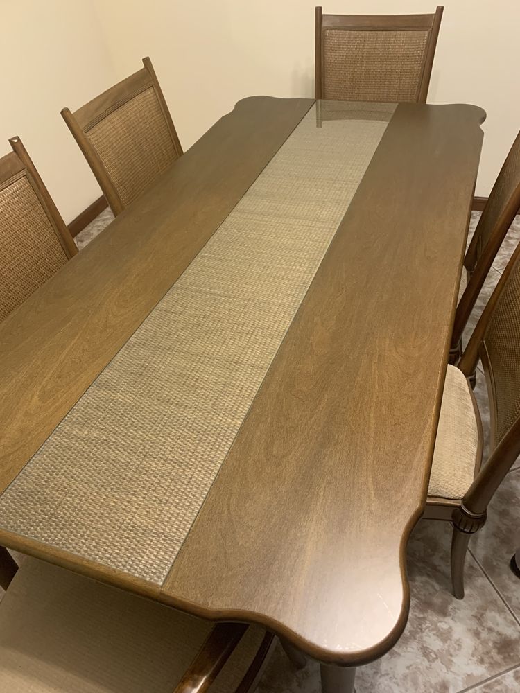 Mesa de jantar 6 cadeiras + espelho + cristaleira