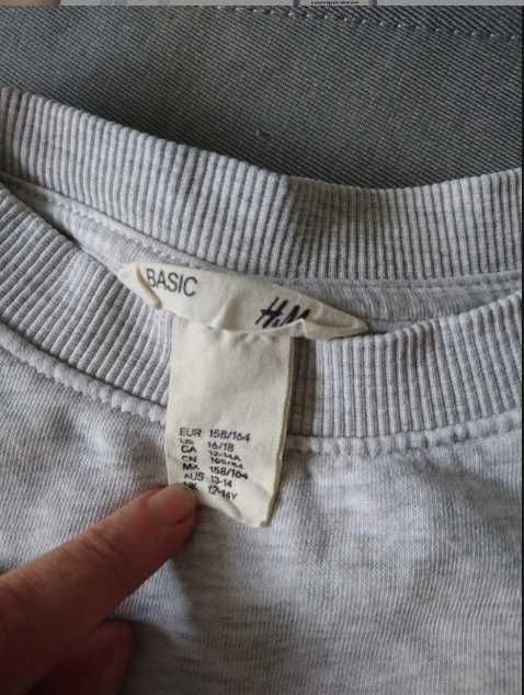 Szara bluza z szerokimi rękawami, krótka, H&M
