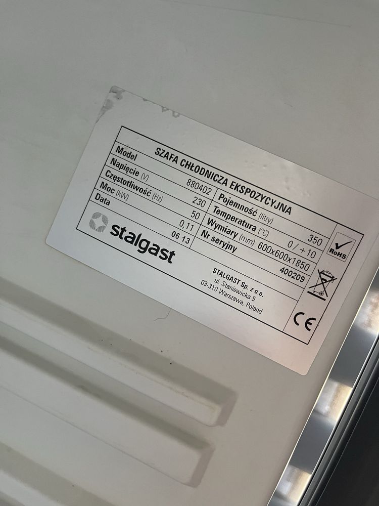 Szafa chłodnicza ekspozycyjna stalgast 880402
