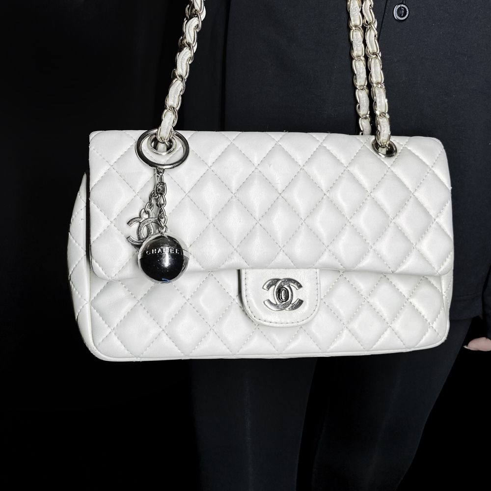 Женская сумка Chanel double flap white оригинал