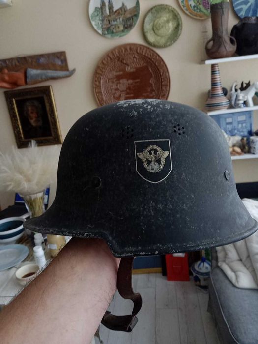 Niemiecki hełm policyjny II WŚ ORYGINAŁ Aliminium
