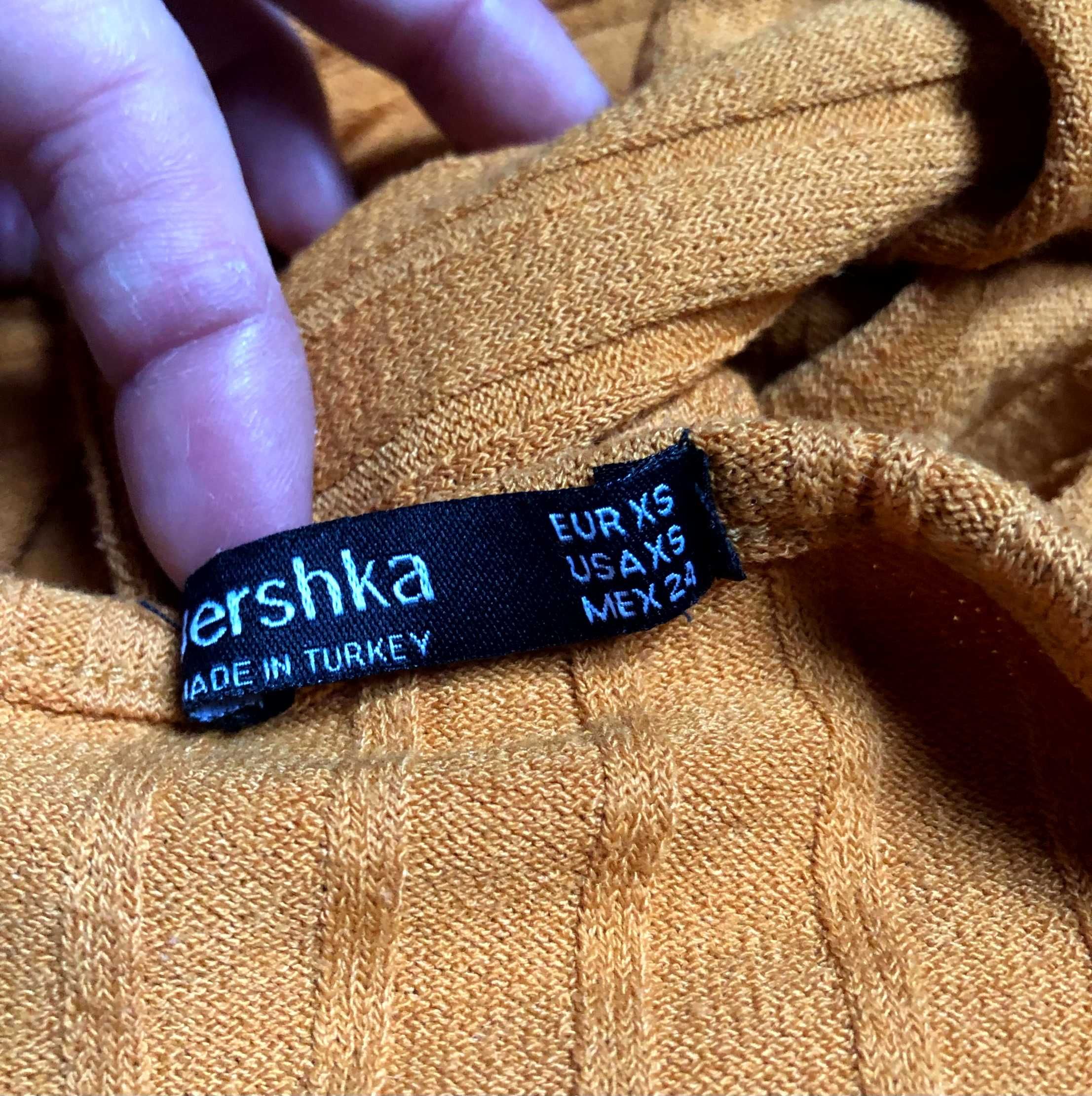 Bershka pomarańczowa obcisła sukienka w prążki ramiączka XS 34 st. BDB