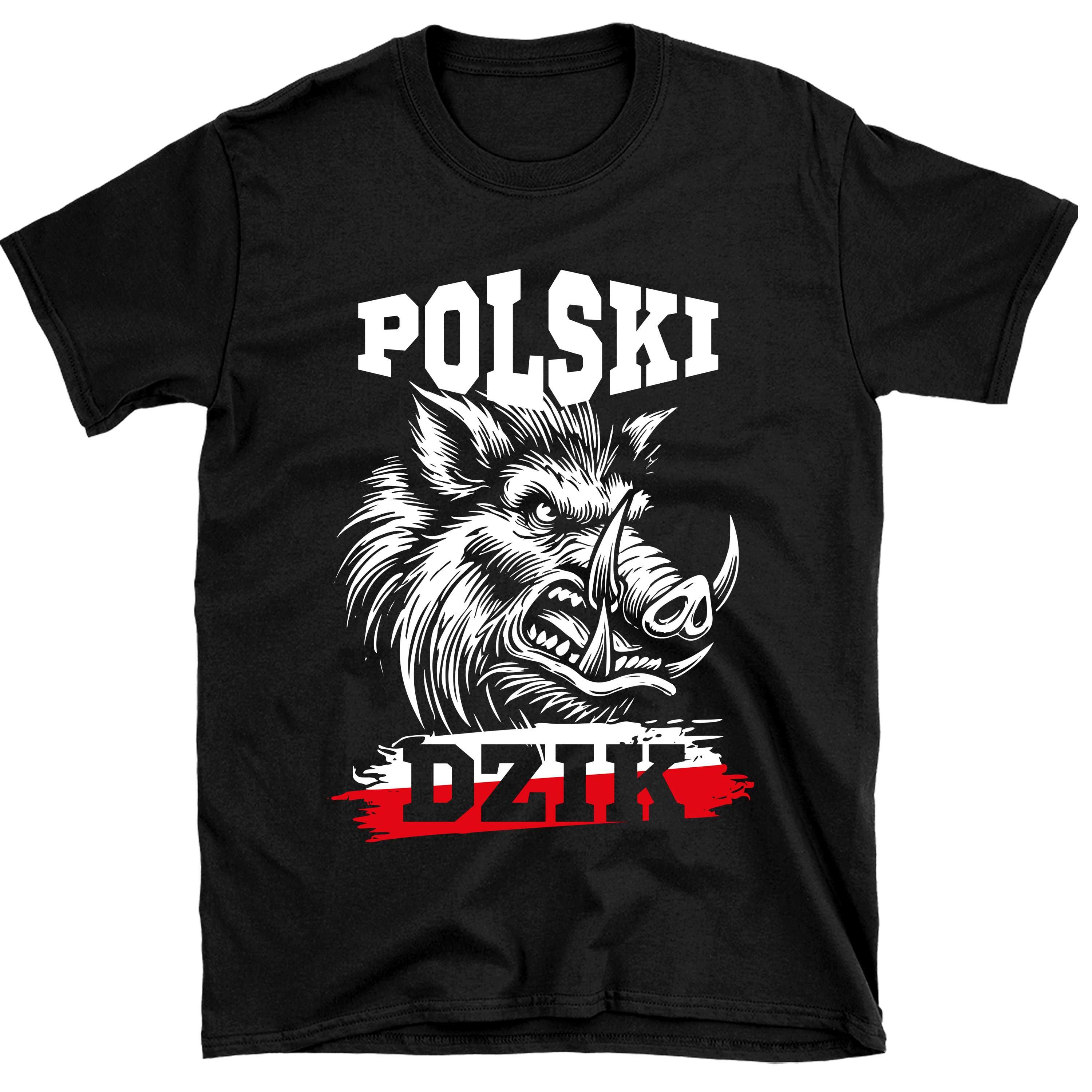 koszulka z nadrukiem dzika, koszulka z napisem POLSKA, rozm XS-3XL