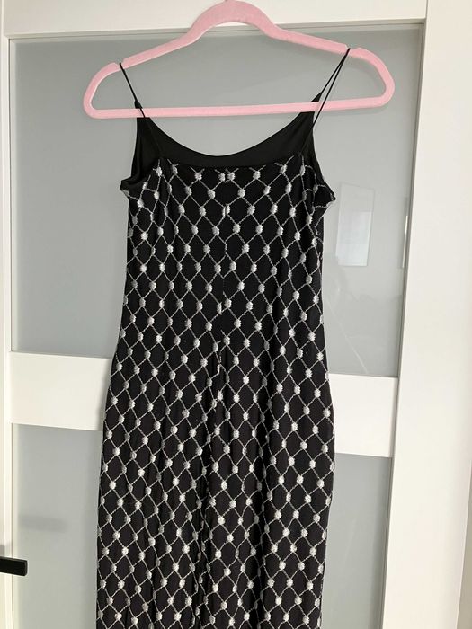 Czarna maxi sukienka vintage Fille a Suivre dopasowana na ramiaczkach