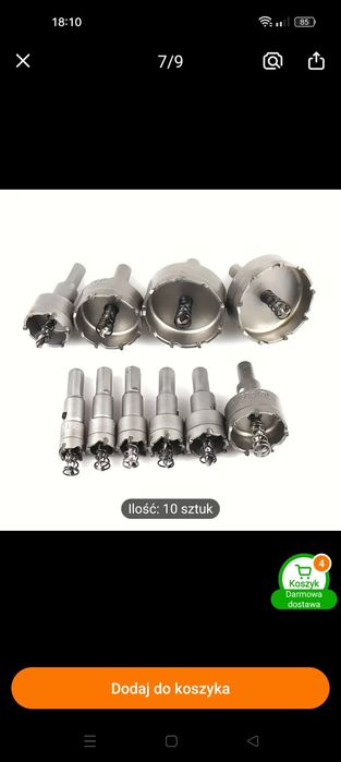 Zestaw otwornic ze stopu TCT 10 sztuk Nowe