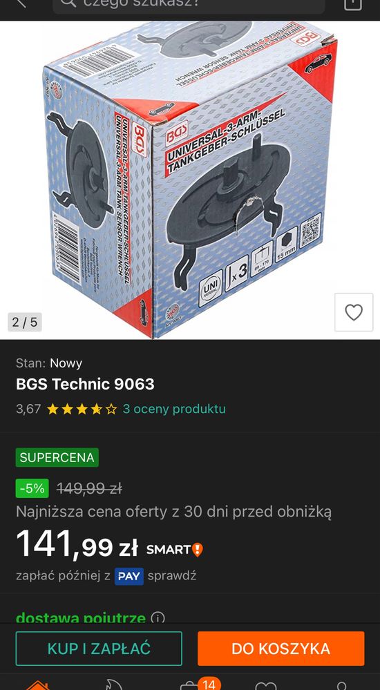 BGS 9063 Uniwersalny 3-ramienny klucz do czujnika poziomu paliwa