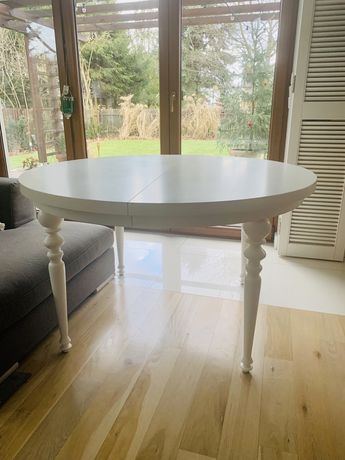 Biały drewniany stół glamour 130-230cm (rozkładany)