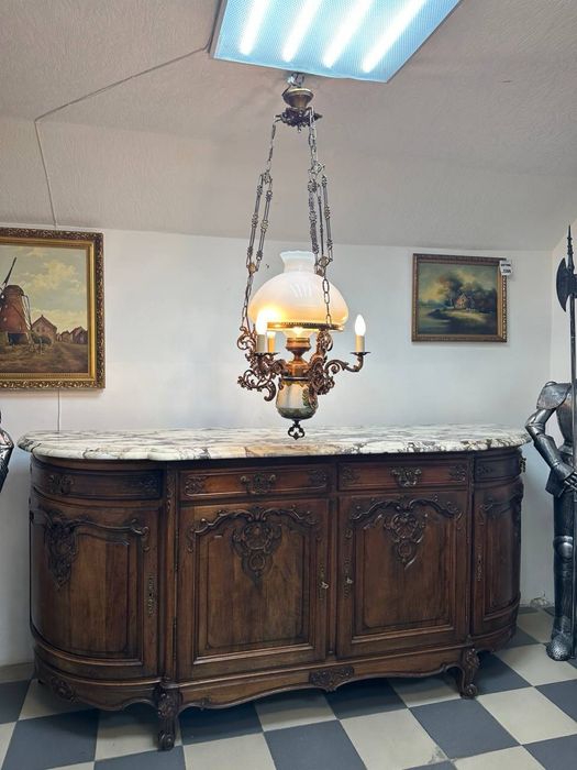 Антикварна голандська люстра бронза порцеляна 7458