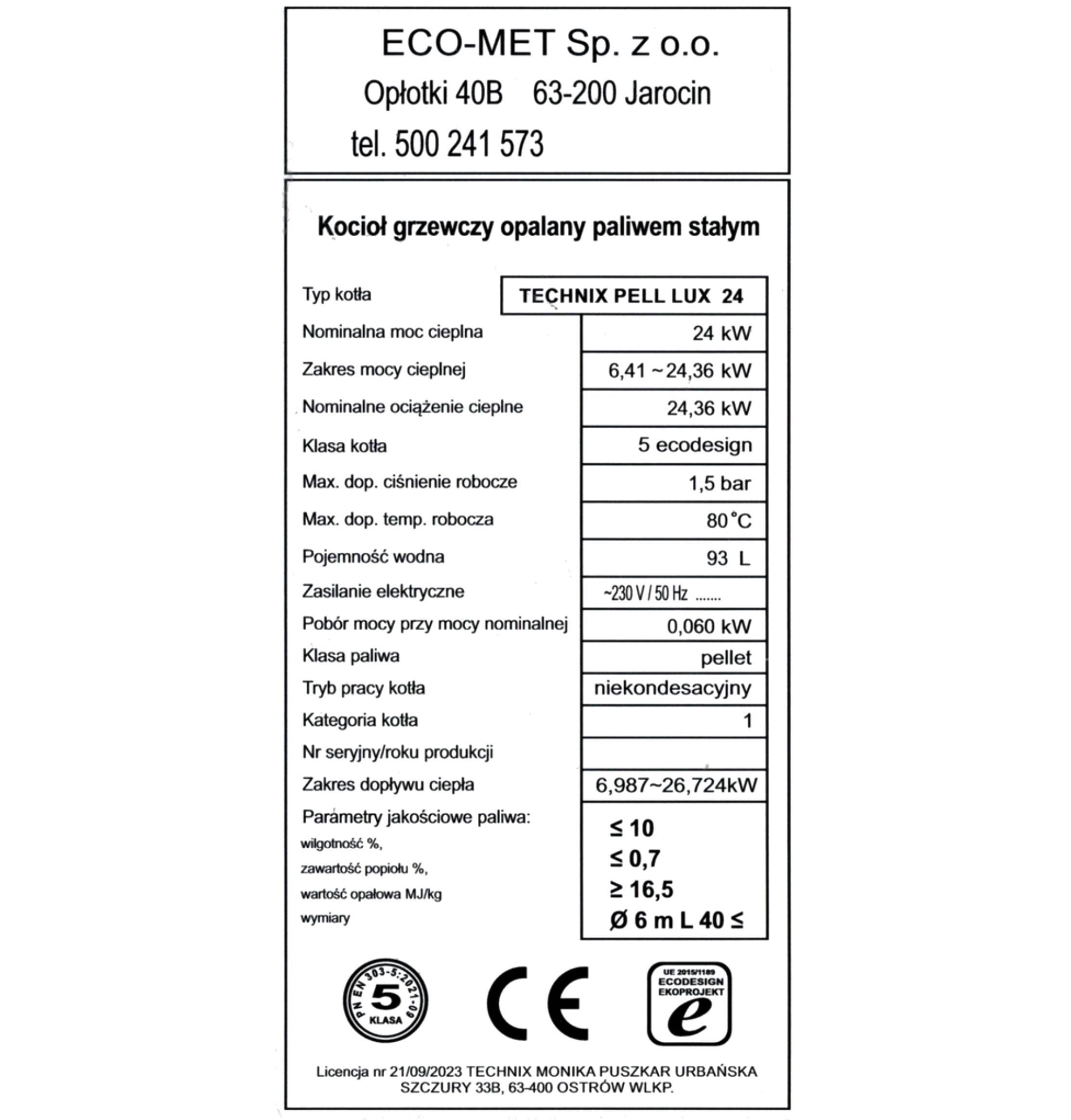 Dofinansowanie "Czyste Powietrze" Kocioł TECHNIX PELL LUX 24kW