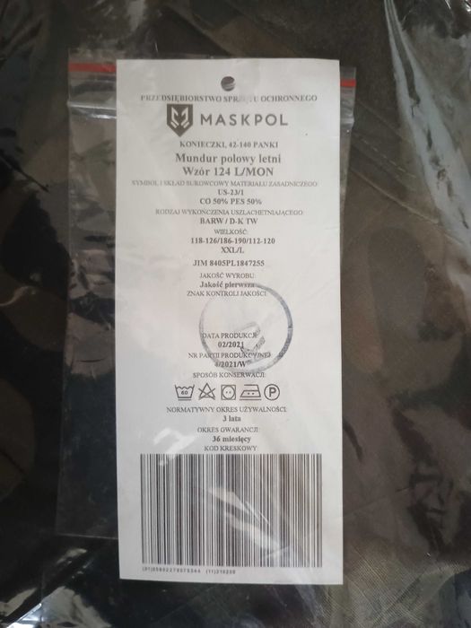 Mundur polowy letni wzór 124L rozmiar XXL/L