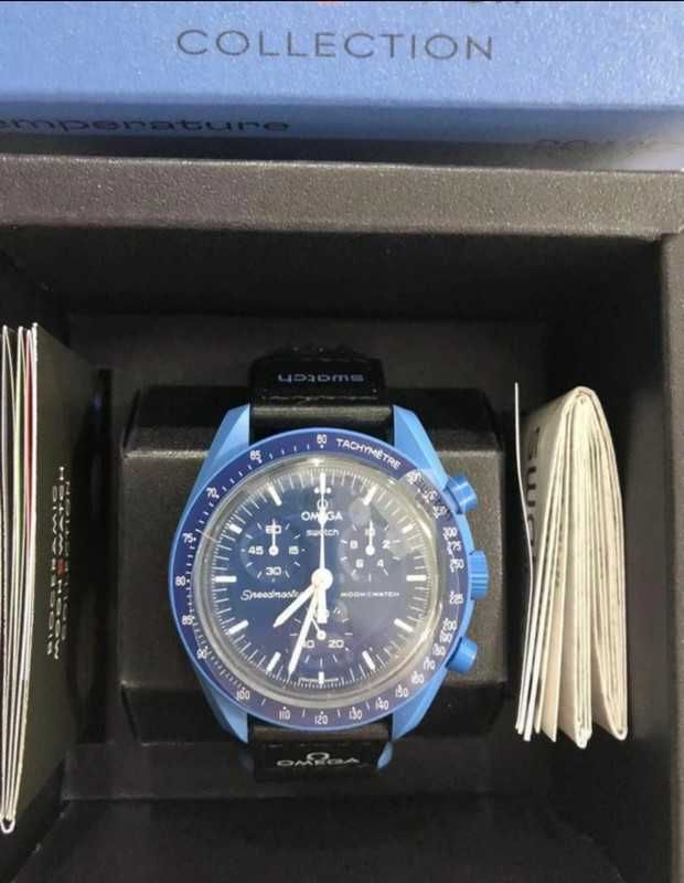 Neptune SO33N100 by Omega x Swatch - Luminous Ocean Dial Detail