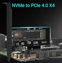 Переходник JEYI M.2 NVME to PCIe 4.0 X4 и NVMe/NGFF (M.2 SATA) 64Gbps