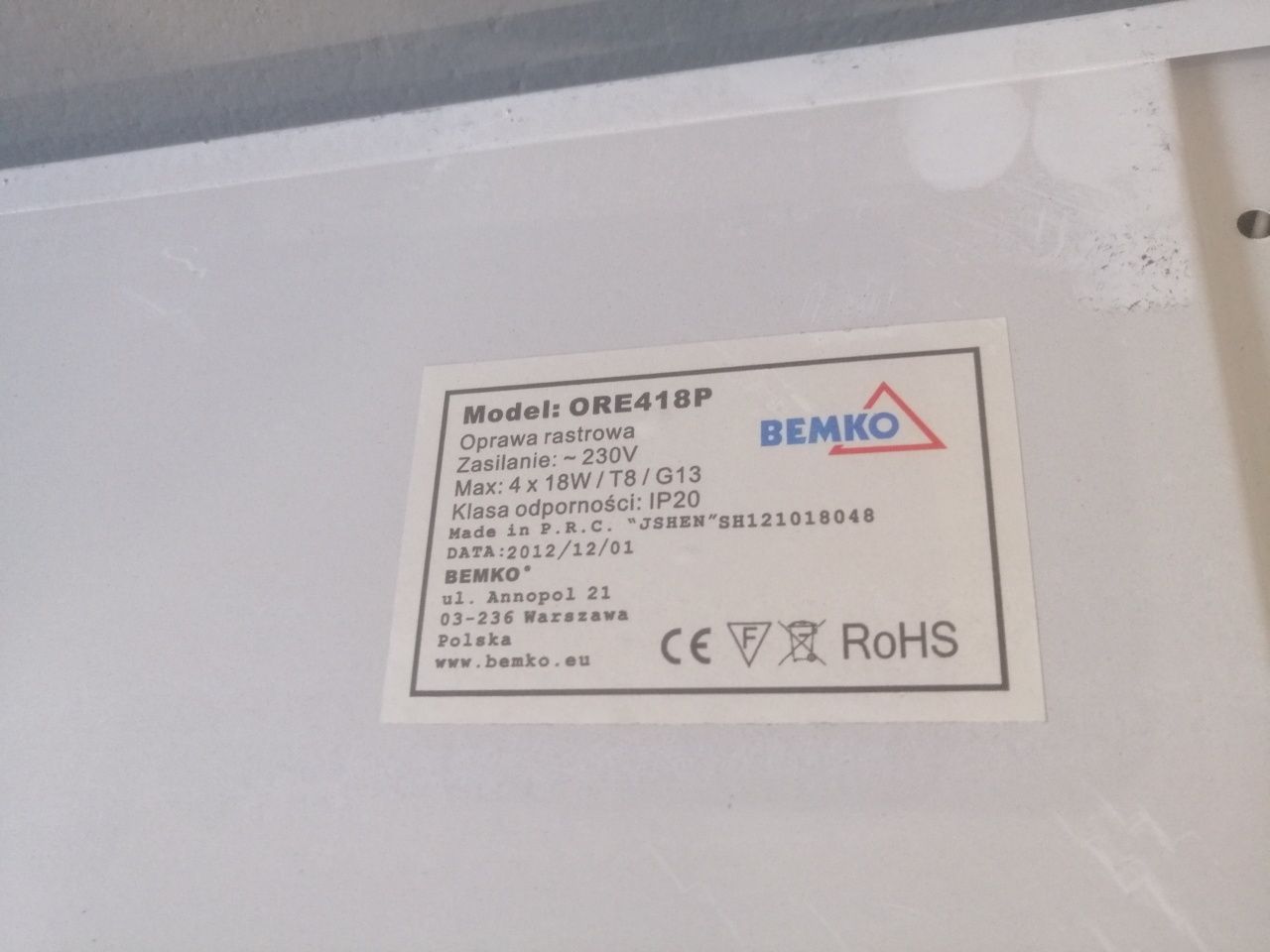 Lampa rastrowa 60x60 ze świetlówkami 2 szt.
