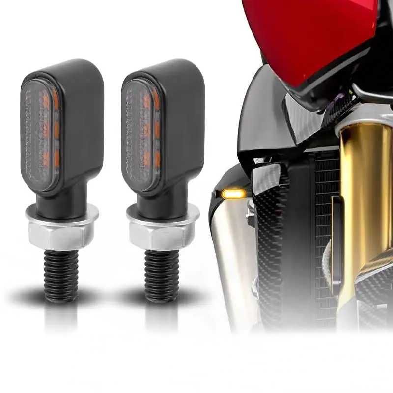 Par Piscas minimalistas ambar 3 LEDs metal cafe racer chopper bobber