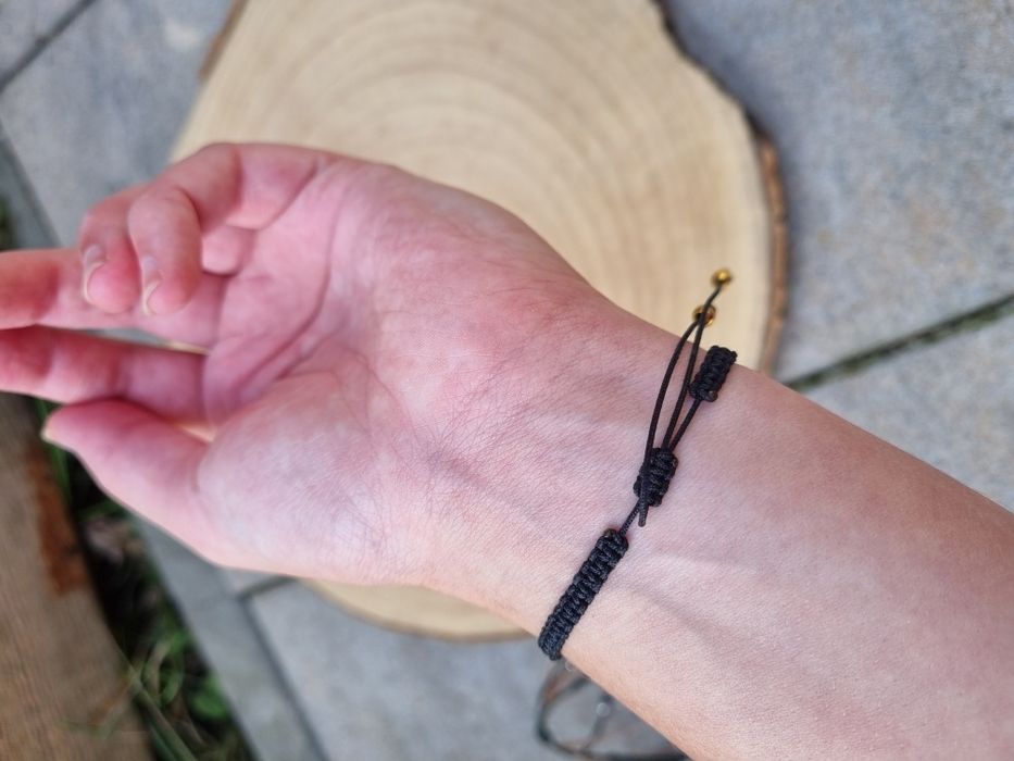Czarna bransoletka makrama handmade rękodzieło