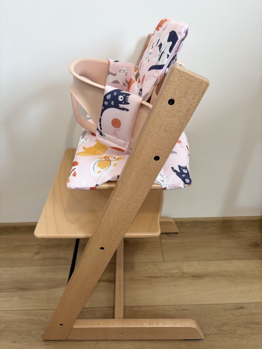 Poduszki wodoodporne do Stokke Tripp Trapp 2w1 koty róż pokrowce