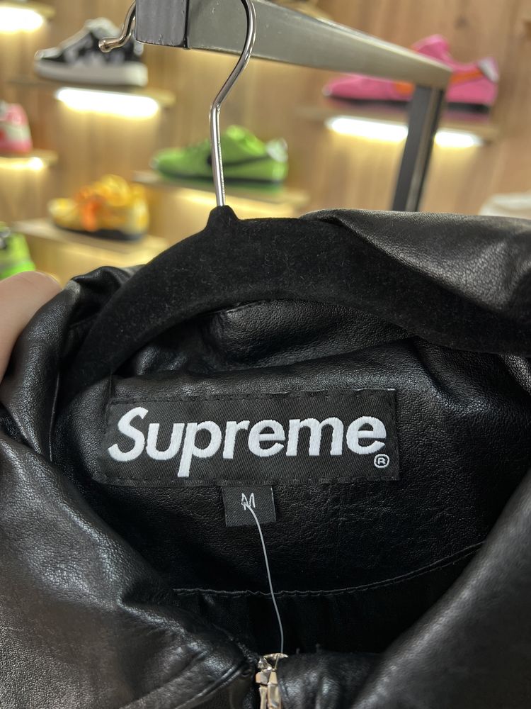 Куртка Шкіряна SUPREME Woven Leather Varsity Jacket