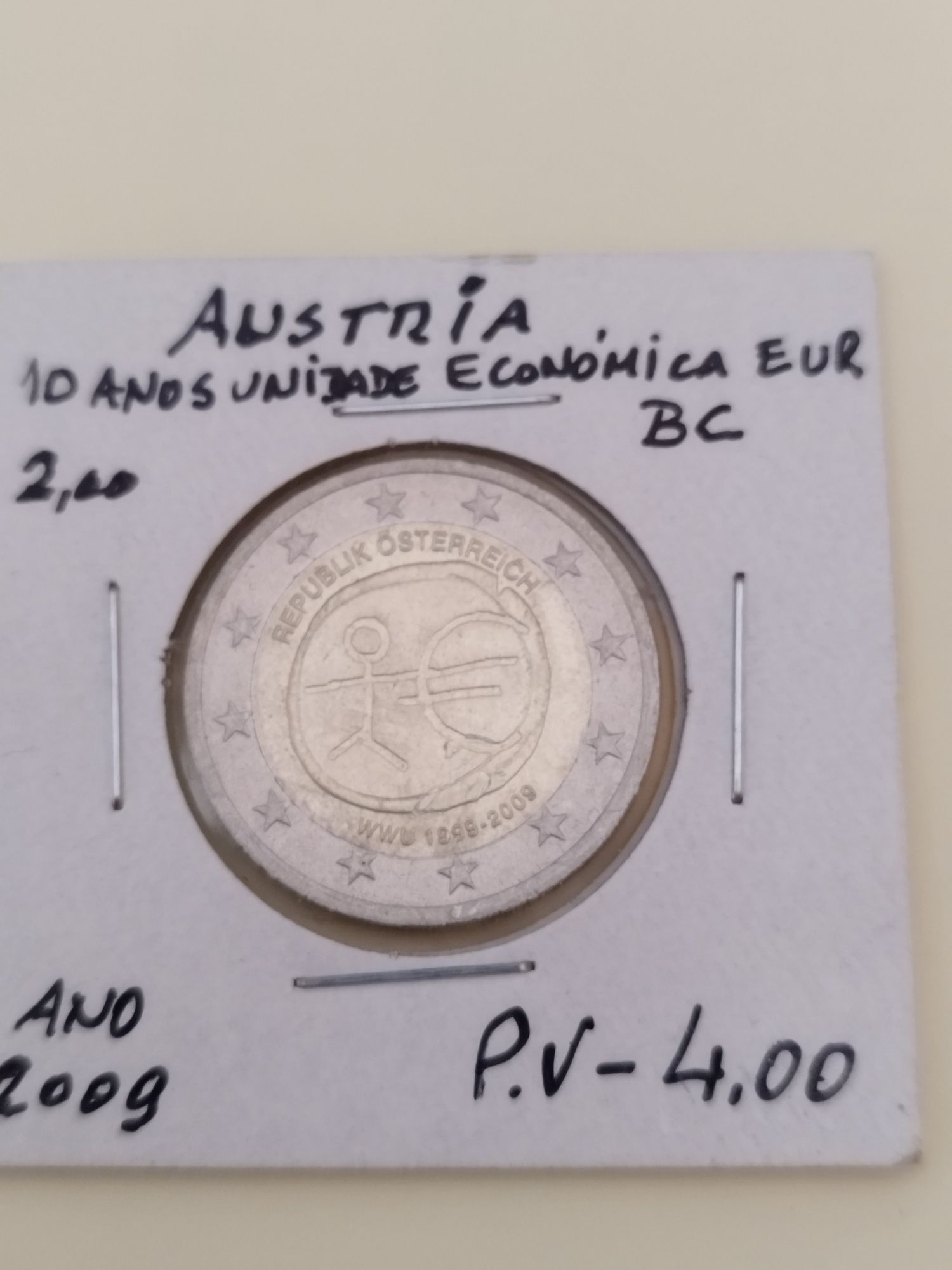 Moeda da Áustria 2009 10 anos do euro