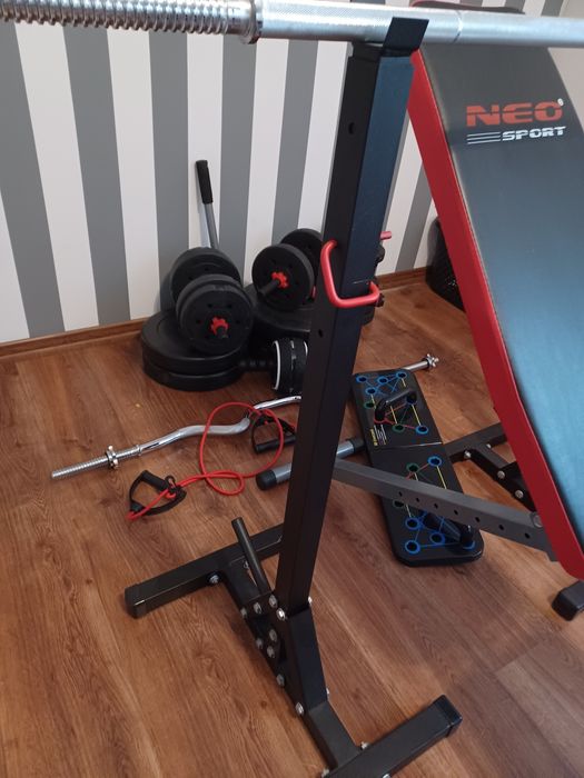 Siłownia ławeczka gryf hantle obciążenie