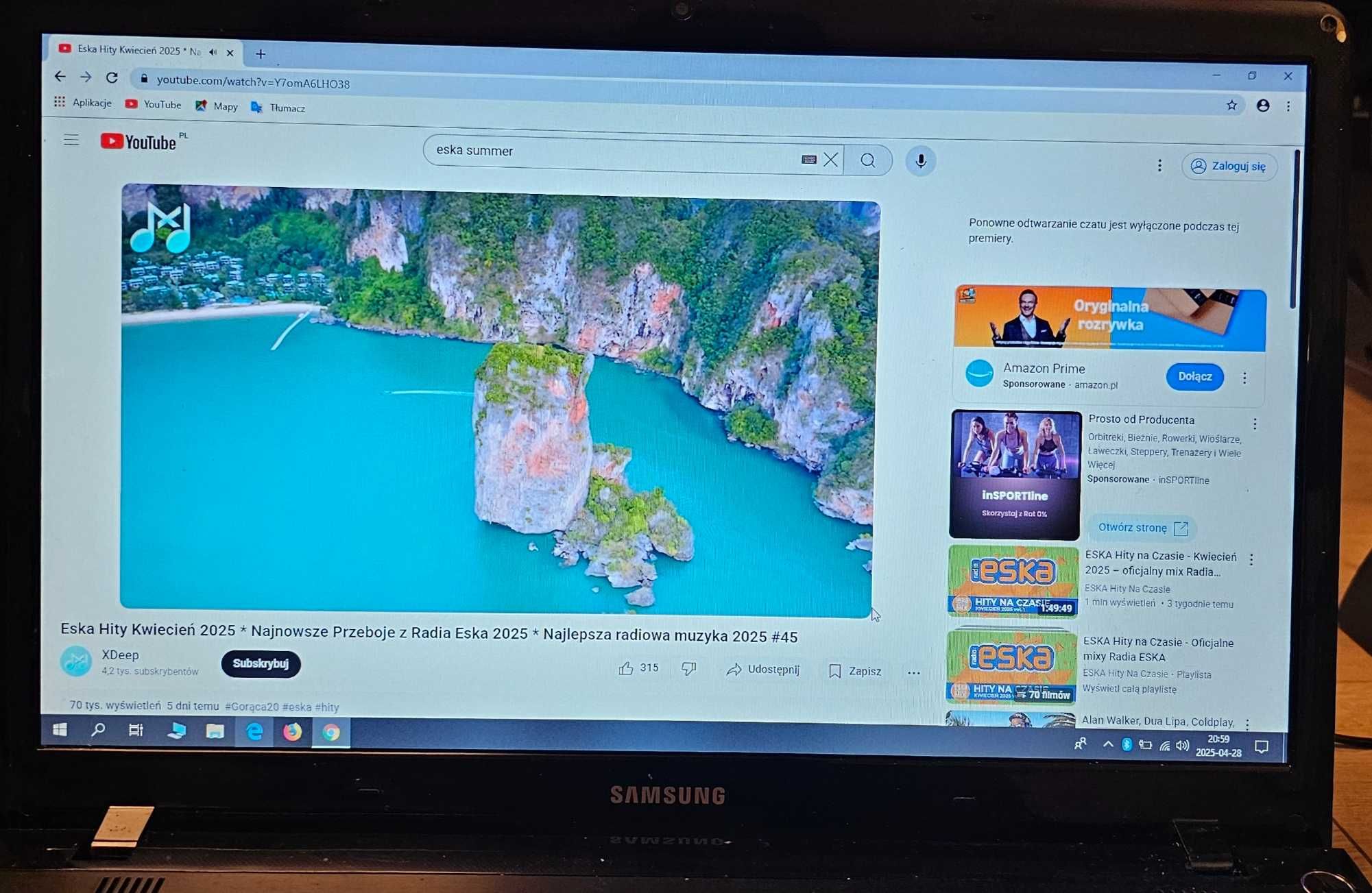 Laptop Samsung i3 + Radeon + ładowarka – Wpełni sprawny
