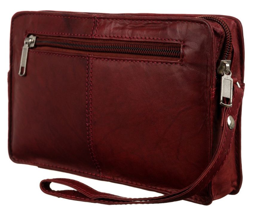 skórzana saszetka męska z paskiem na nadgarstek