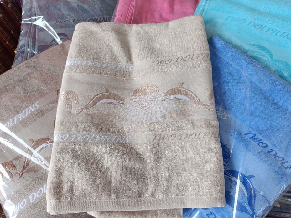 Пляжні рушники 90х170 двосторонні турецькі. 2 дельфіни.