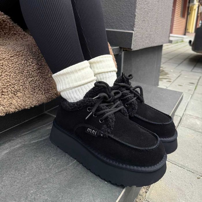 Жіночі зимові лофери [36-40] натуральна замша, хутро | тепле взуття