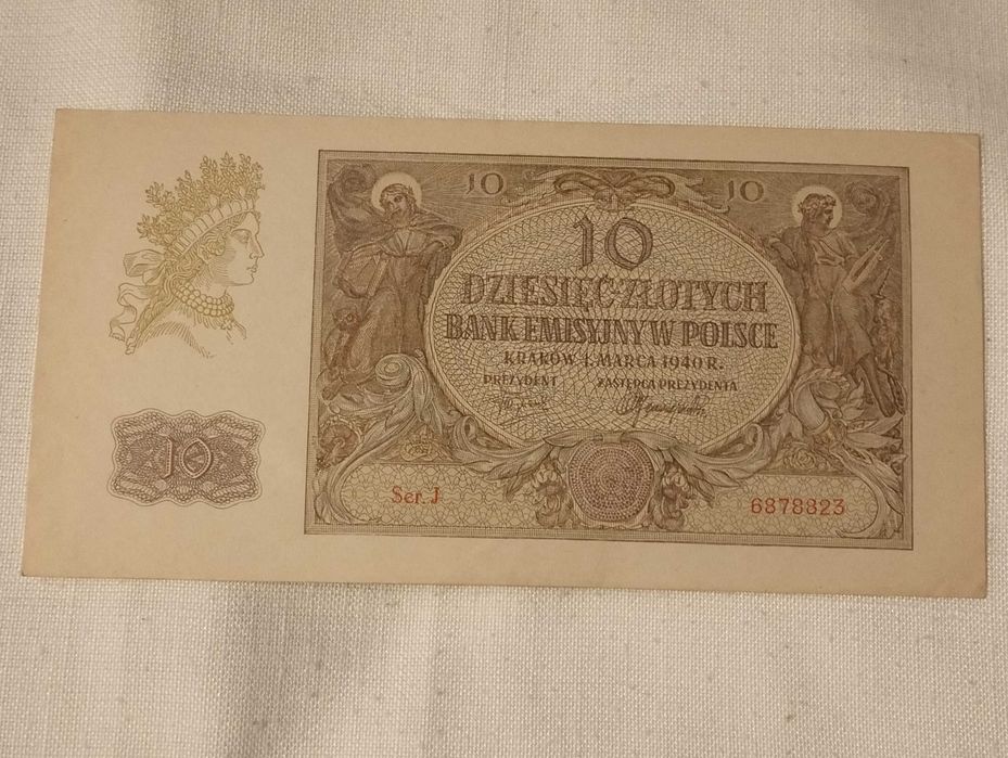 Banknot 10 złotych 1940 Polska, Generalna Gubernia, okupacja