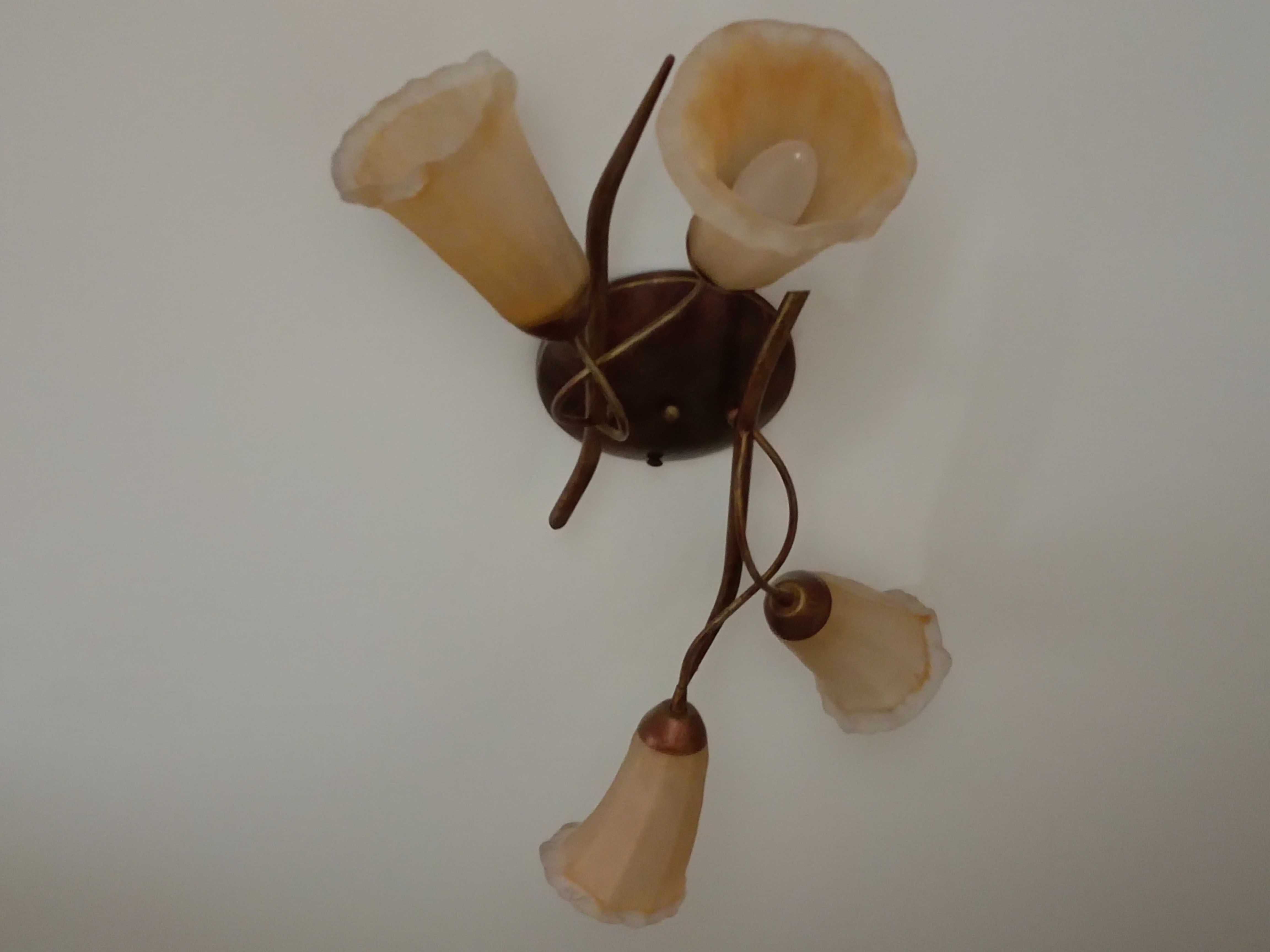 Lampa, żyrandol z kloszami i żarówkami ledowymi