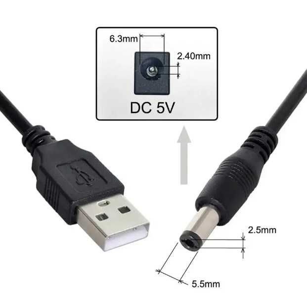 Оптом от 10 штук! Кабели-преобразователи 5.5Х2.1 на 5V, 9V, 12V.