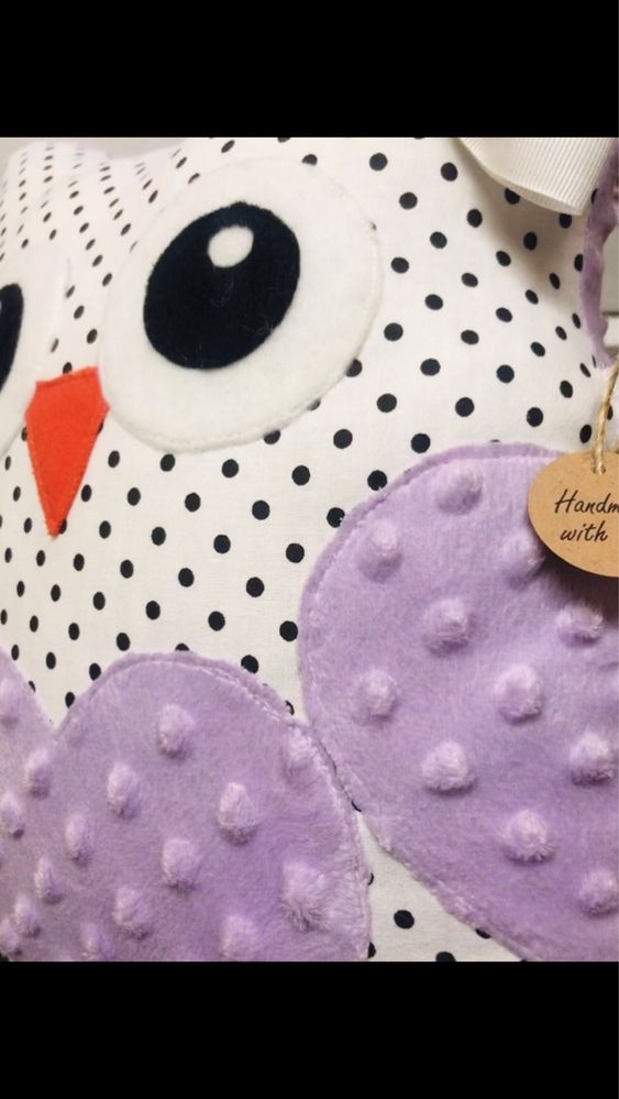 Duża sowa minky podusia rękodzieło handmade prezent maskotka owl