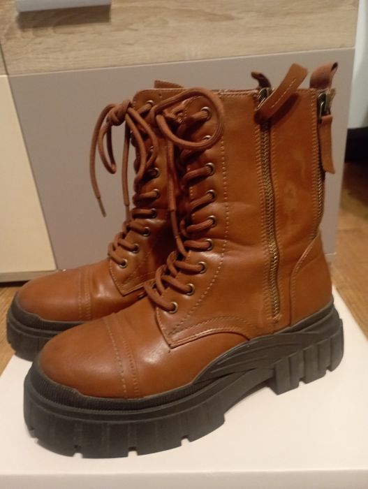 Workery damskie platforma brązowe 37