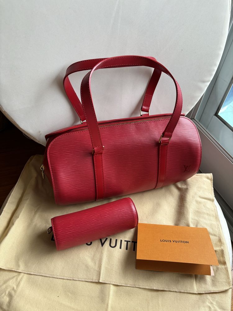 Louis vuitton soufflot de couro epi com fatura. Original