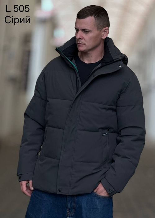Чоловіча зимова куртка чорна сіра