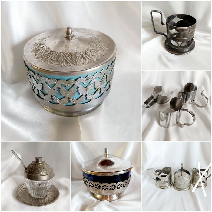 Ваза латунная ложки мельхиор вилки мнц