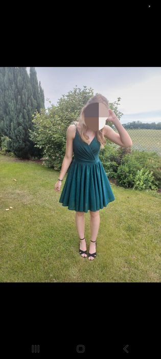 Piękna sukienka imprezowa/koktajlowa zieleń, rozmiar 34 marki Elisabet