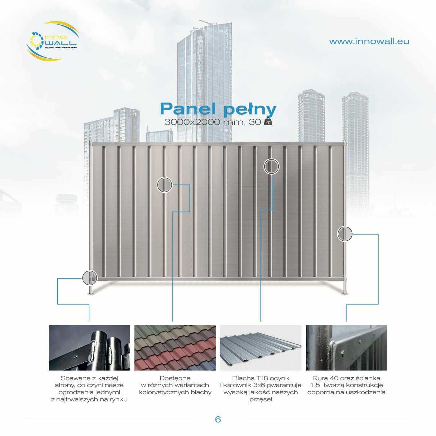 Panel tymczasowy pełny budowlany ogrodzenia 3,0x2,0m