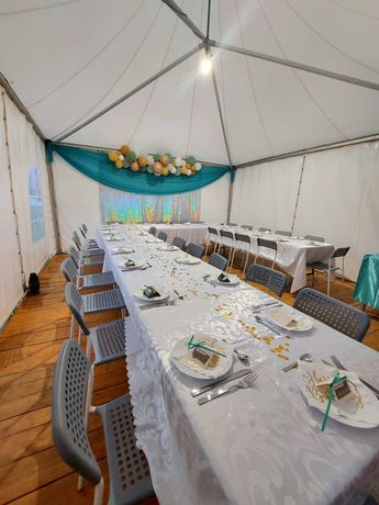 Wynajem namiotów hal podłoga krzesła stoły rollbar catering namiot