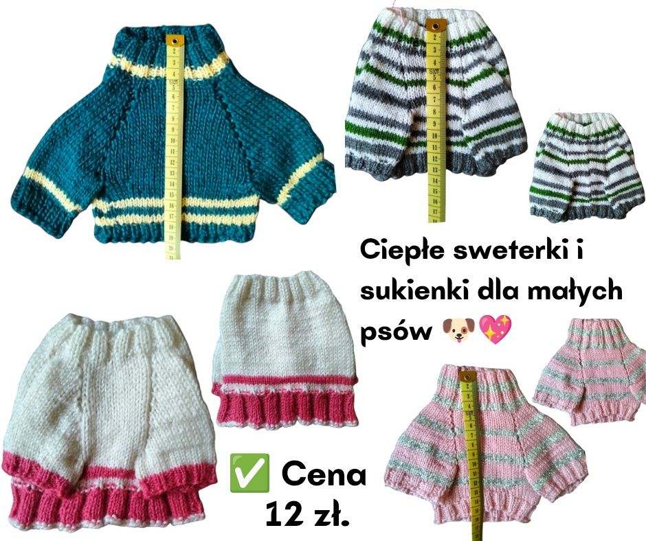 WYPRZEDAŻ Ciepłe sweterki i sukienki dla małych psów